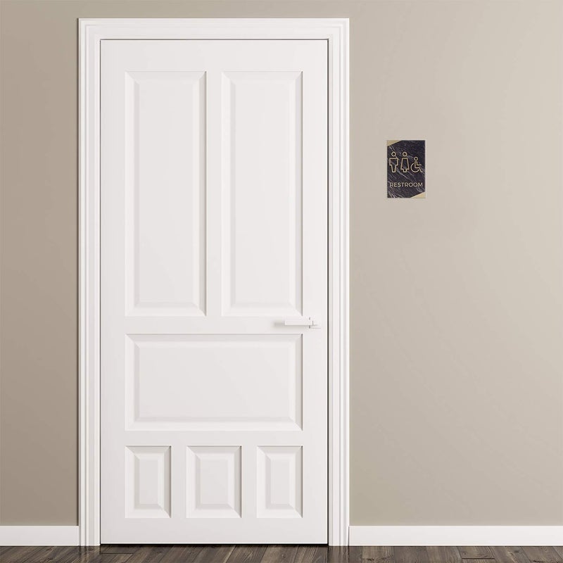 SBlabels Dark Marble Men And Women Restroom Sign / 6" x 9" ADA Unisex With Wheelchair With Braille Gender Neutral Bathroom Sign/Dark Marble Acrylic - Image 4